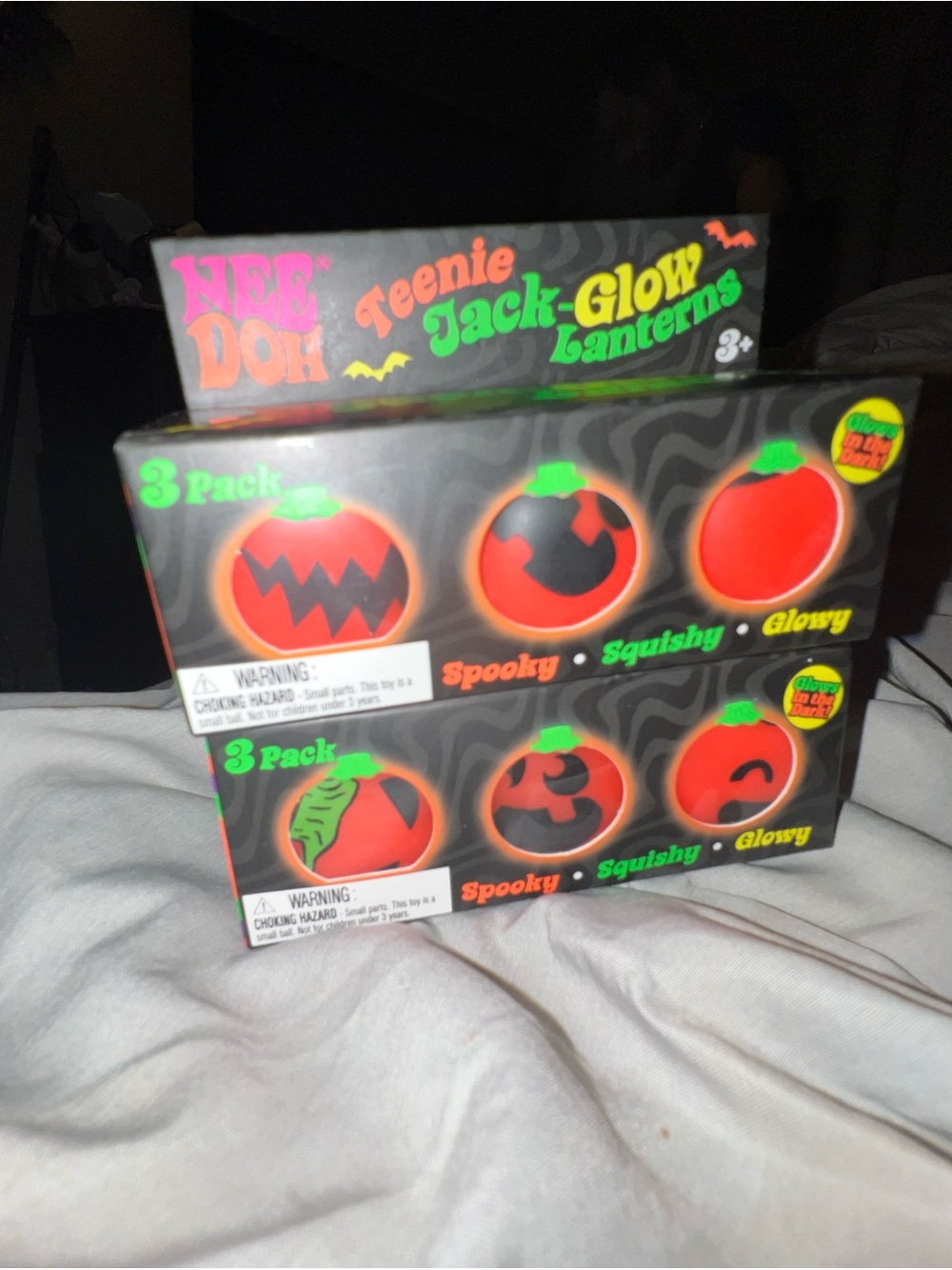 Nee Doh Teenie Jack-Glow Lanterns 3-Pack - Orange Glow Pumpkins NEW SET OF 2
